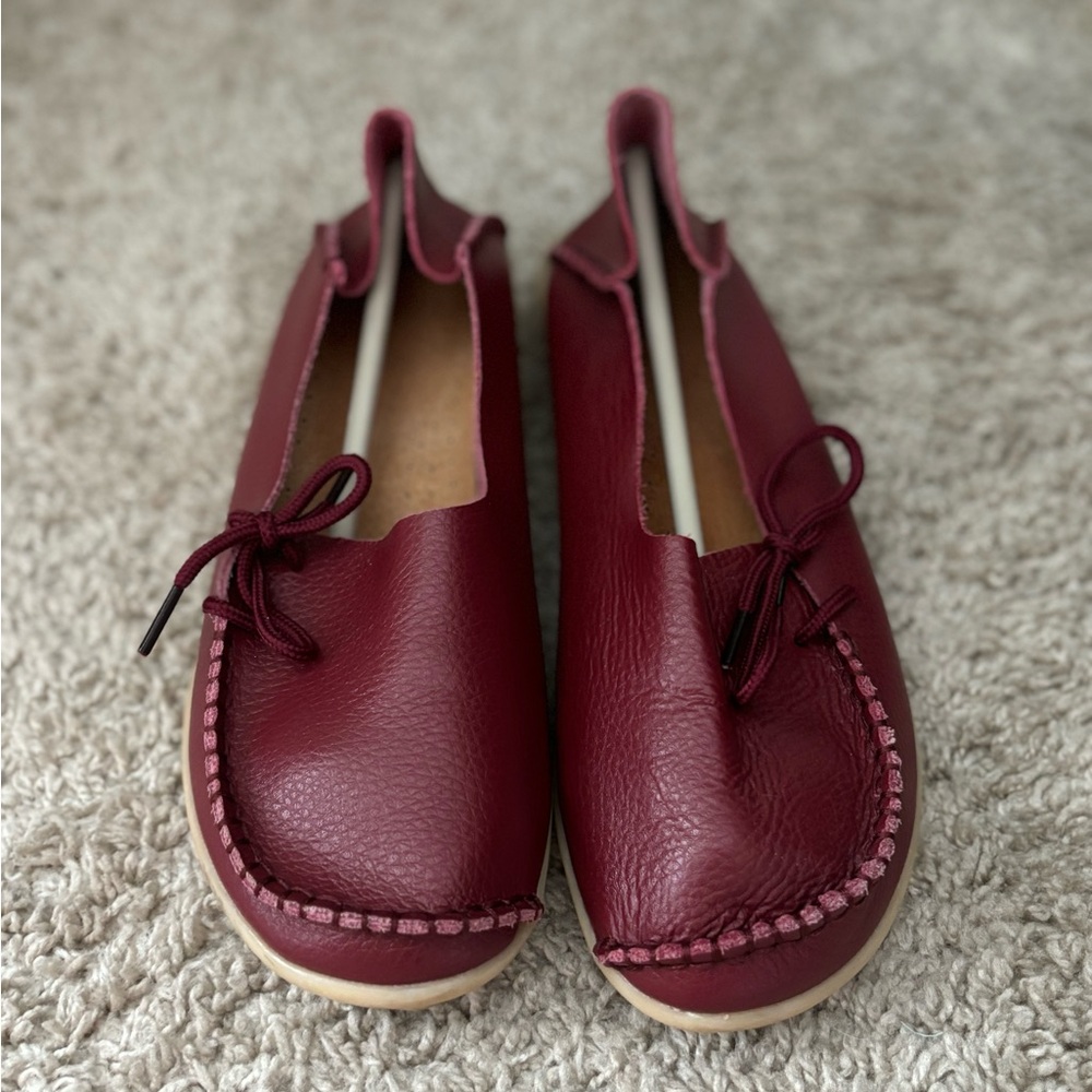 Burgundy L E A T H E R Flats